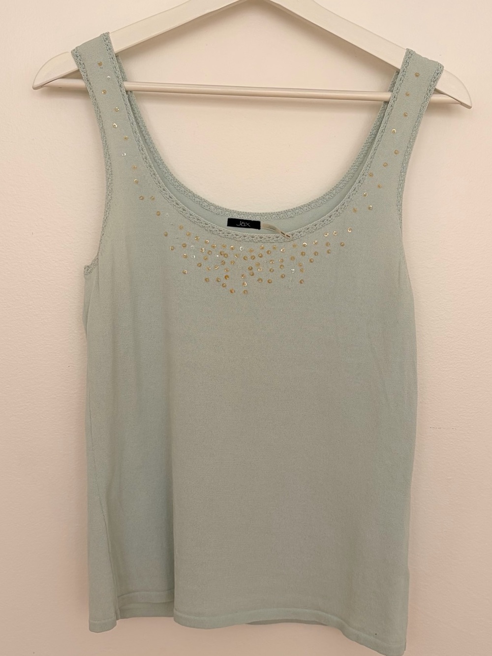 Y2K Pale Mint Tank Top with Beaded SequoAccents